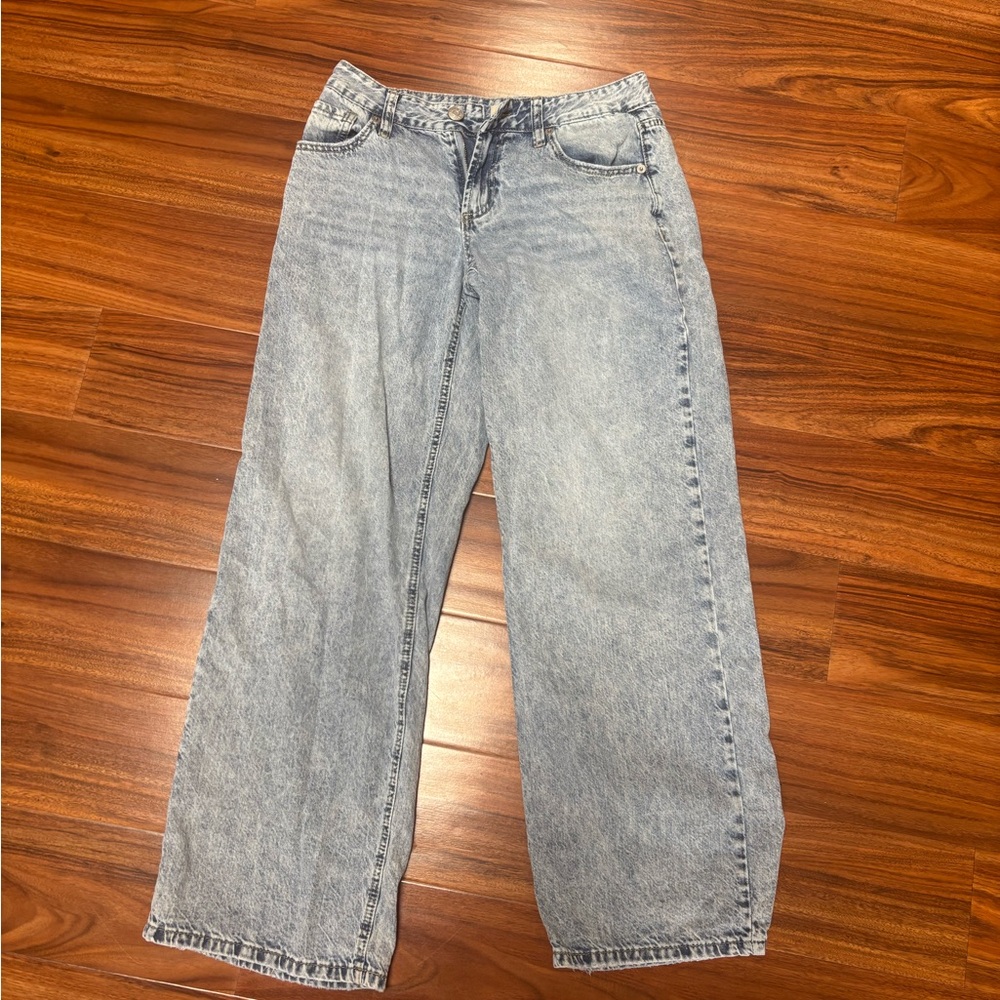 Women's Wide Leg Jeans - Light Blue